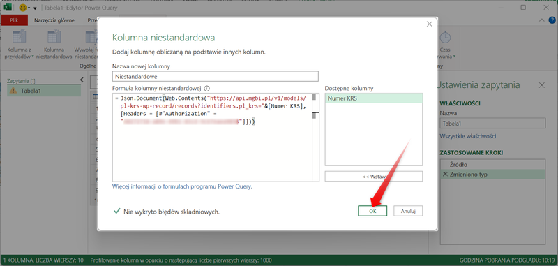 Screenshot 10 – So rufen Sie Daten über die MGBI-API mit Power Query in Microsoft Excel ab