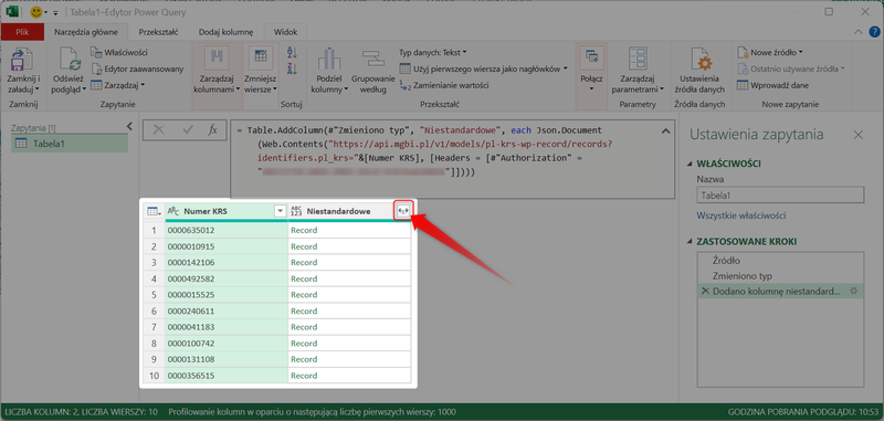 Screenshot 15 – So rufen Sie Daten über die MGBI-API mit Power Query in Microsoft Excel ab