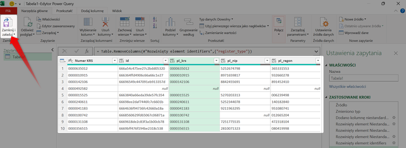Screenshot 19 – So rufen Sie Daten über die MGBI-API mit Power Query in Microsoft Excel ab
