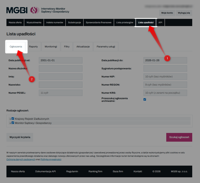Screenshot 1 – So suchen Sie nach Anzeigen