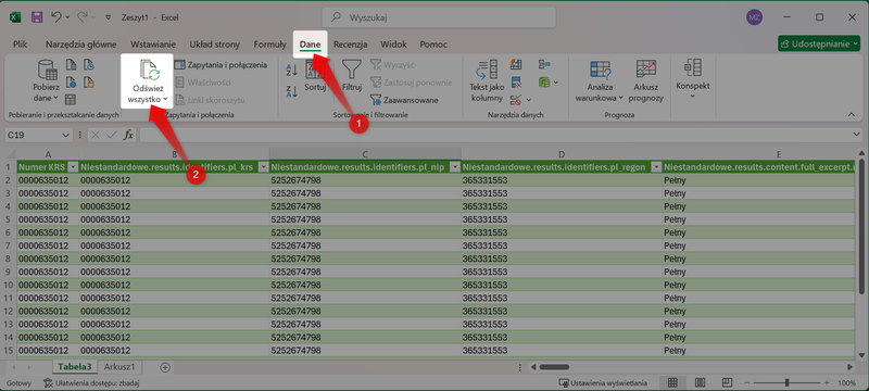 Screenshot 21 – So rufen Sie Daten über die MGBI-API mit Power Query in Microsoft Excel ab