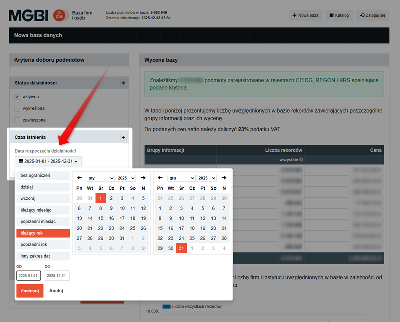 Screenshot 2 – So laden Sie Daten neuer Unternehmen herunter