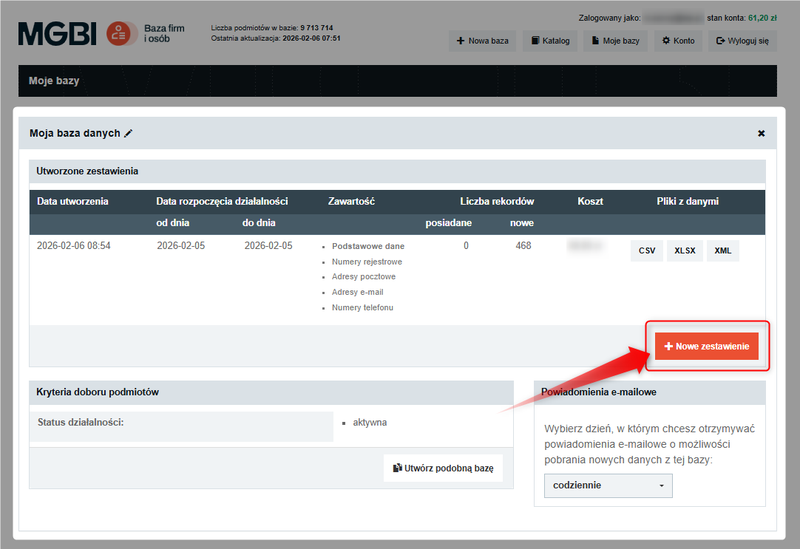 Screenshot 5 – So laden Sie Daten neuer Unternehmen herunter