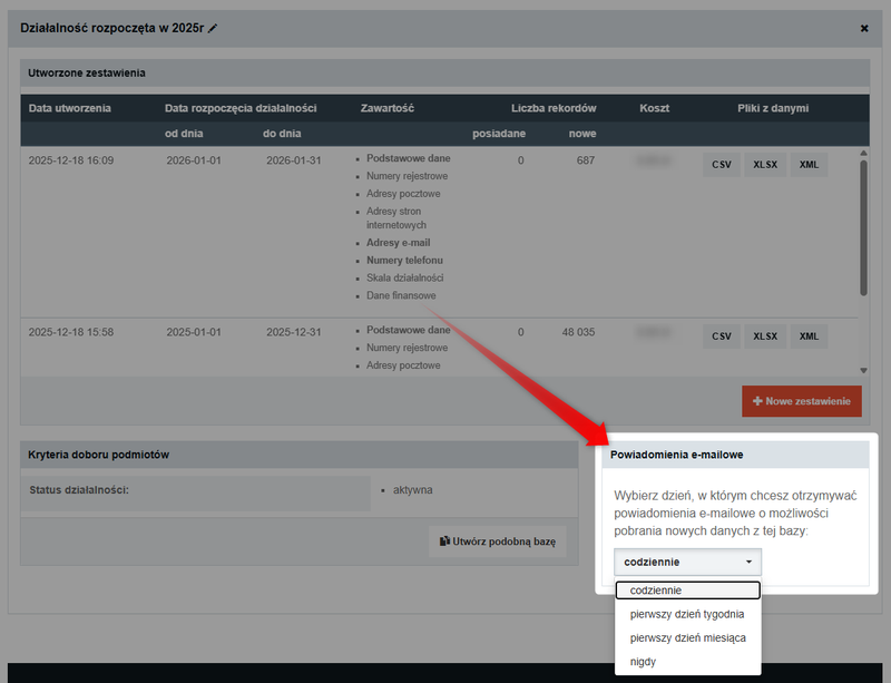 Screenshot 8 – So laden Sie Daten neuer Unternehmen herunter